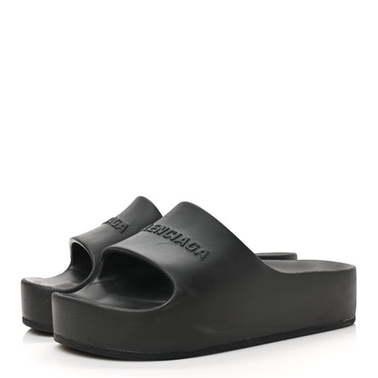 Balenciaga Rubber Chunky Platform Slide Sandals 38 Black 3 of 6