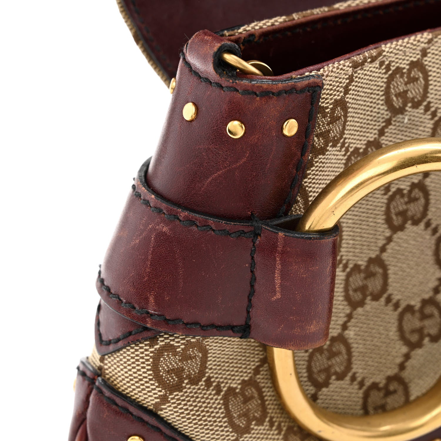 Gucci Monogram Studded Horsebit Clutch Bordeaux 17 of 17