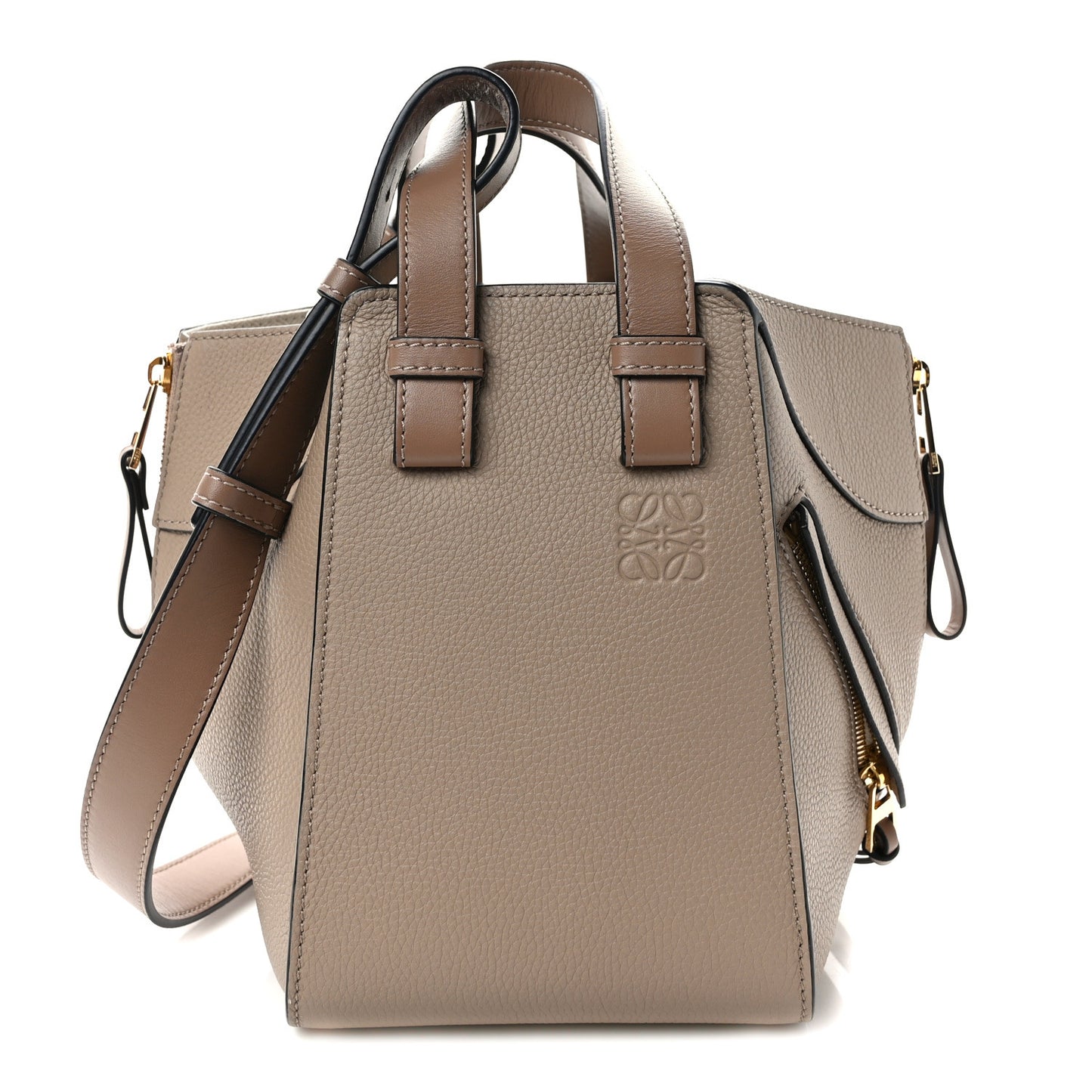 Soft Grained Calfskin Compact Hammock Shoulder Bag Sand