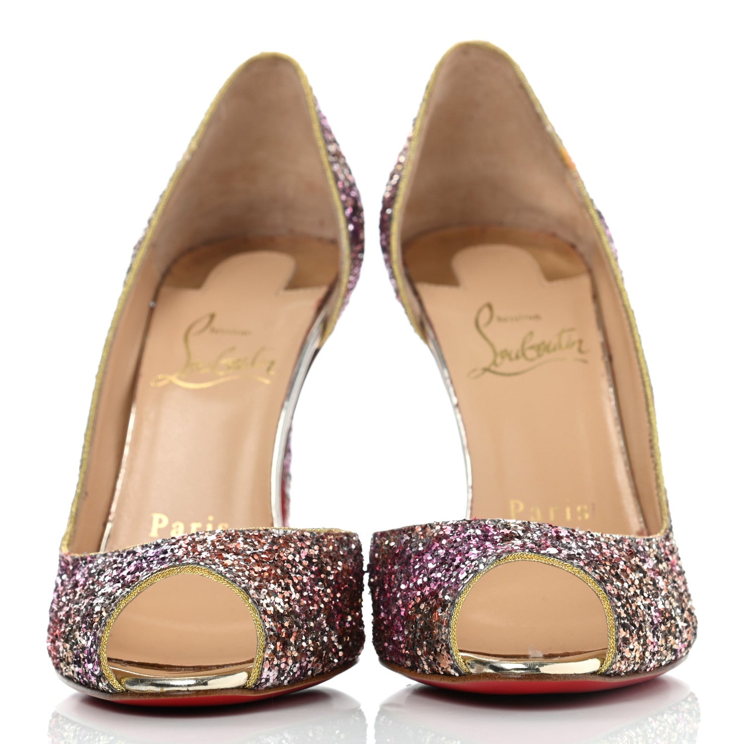 Christian Louboutin Glitter Demi You 100 Pumps 35 Rosette Gold 2 of 7