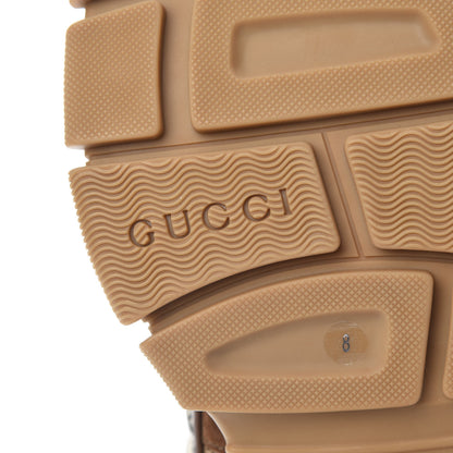 Gucci X SEGA Suede Shearling Calfskin GG Monogram Mens Flashtrek High-Top Sneakers 8 New Cuir Beige Ruggine 6 of 7