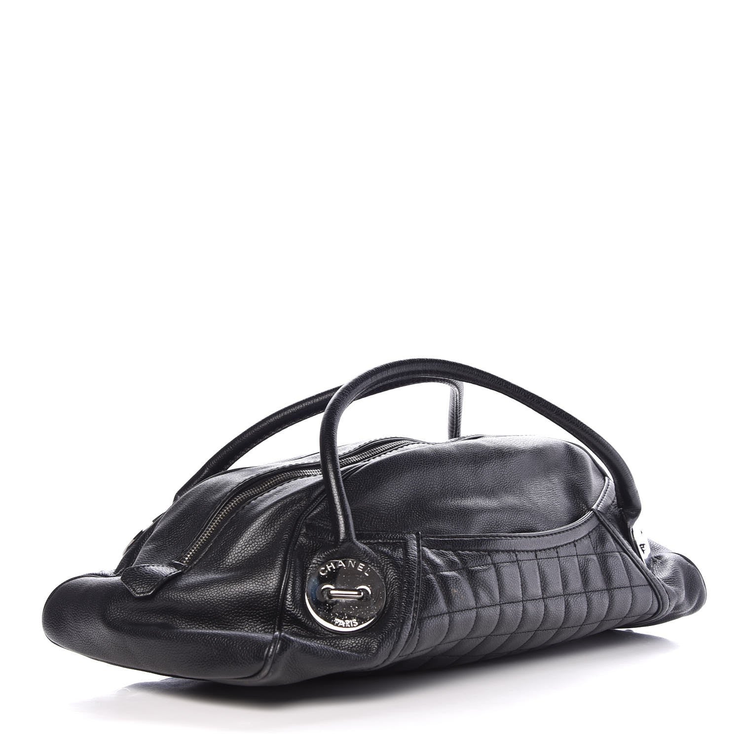 Chanel Caviar Square Quilted Dome Satchel Black 3 of 9