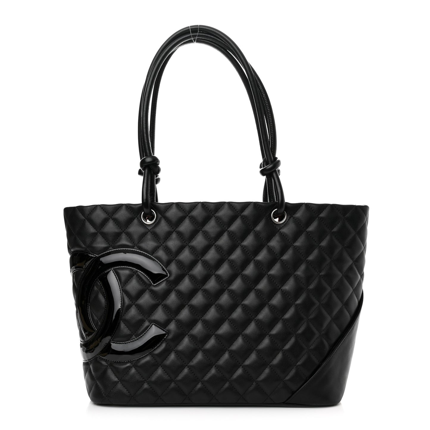 Calfskin Quilted Large Cambon Tote Black