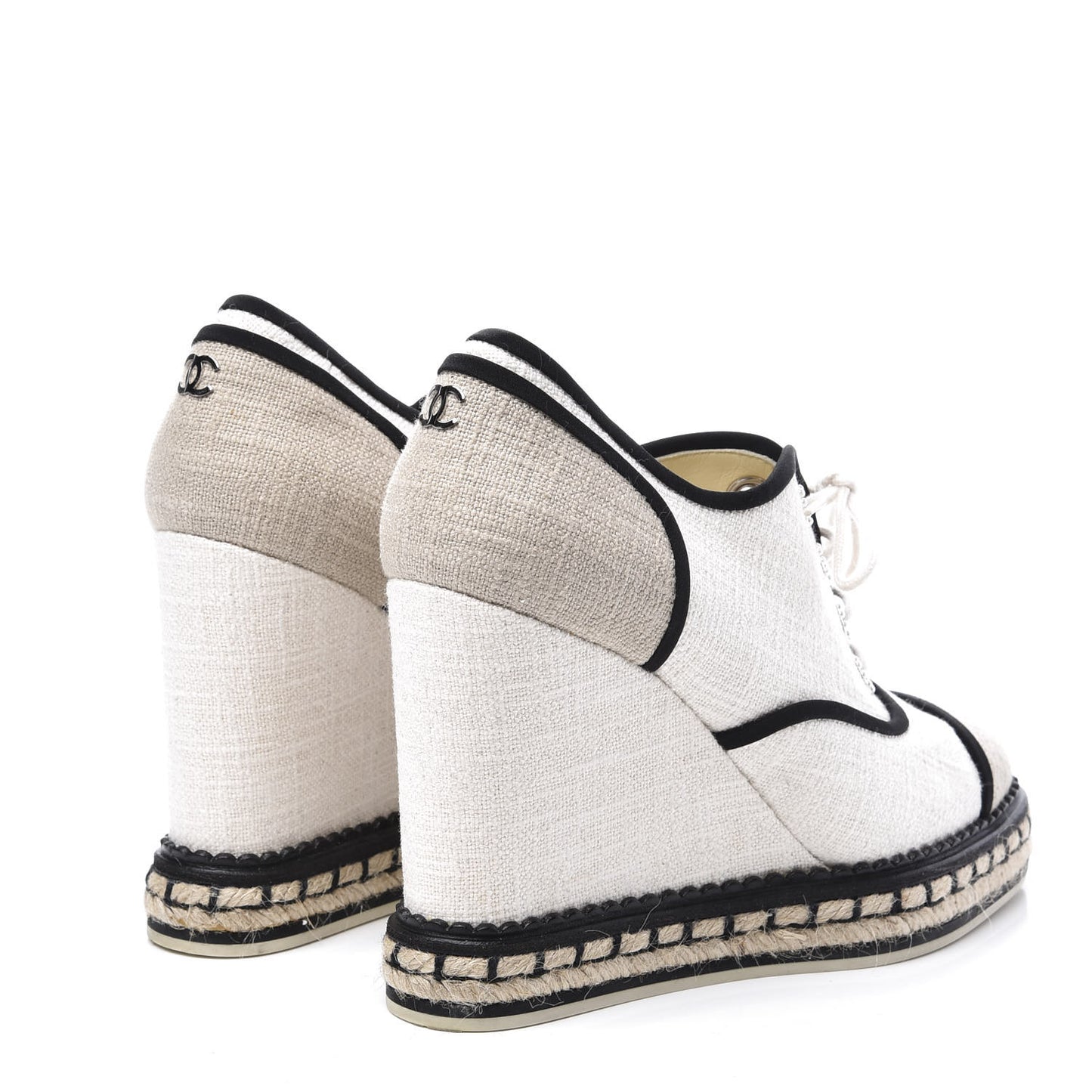 Raffia Lace Up Wedge Espadrilles 37 Beige