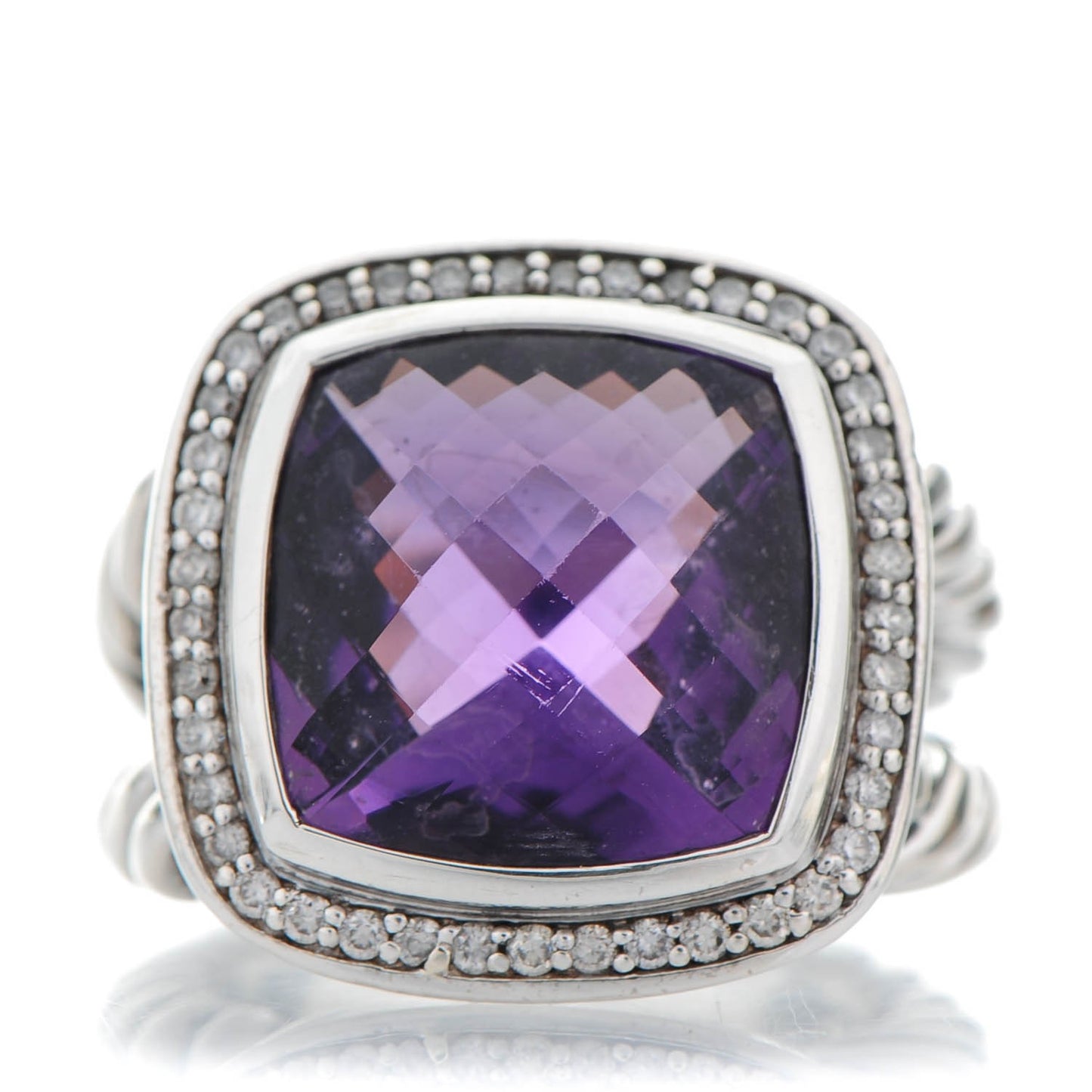 Sterling Silver Diamond Amethyst 14mm Albion Ring 54 7