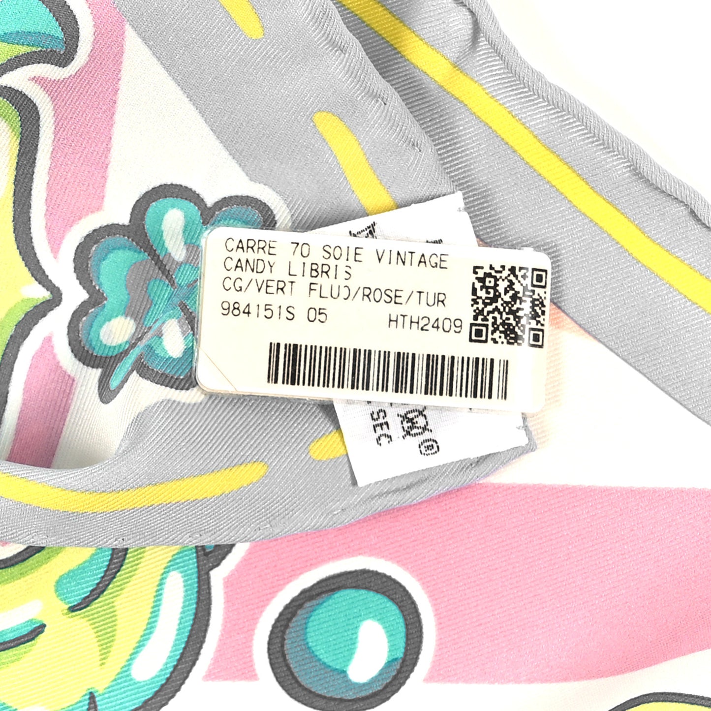 Silk Candy Libris Scarf 70 Vert Fluo Rose Turquoise