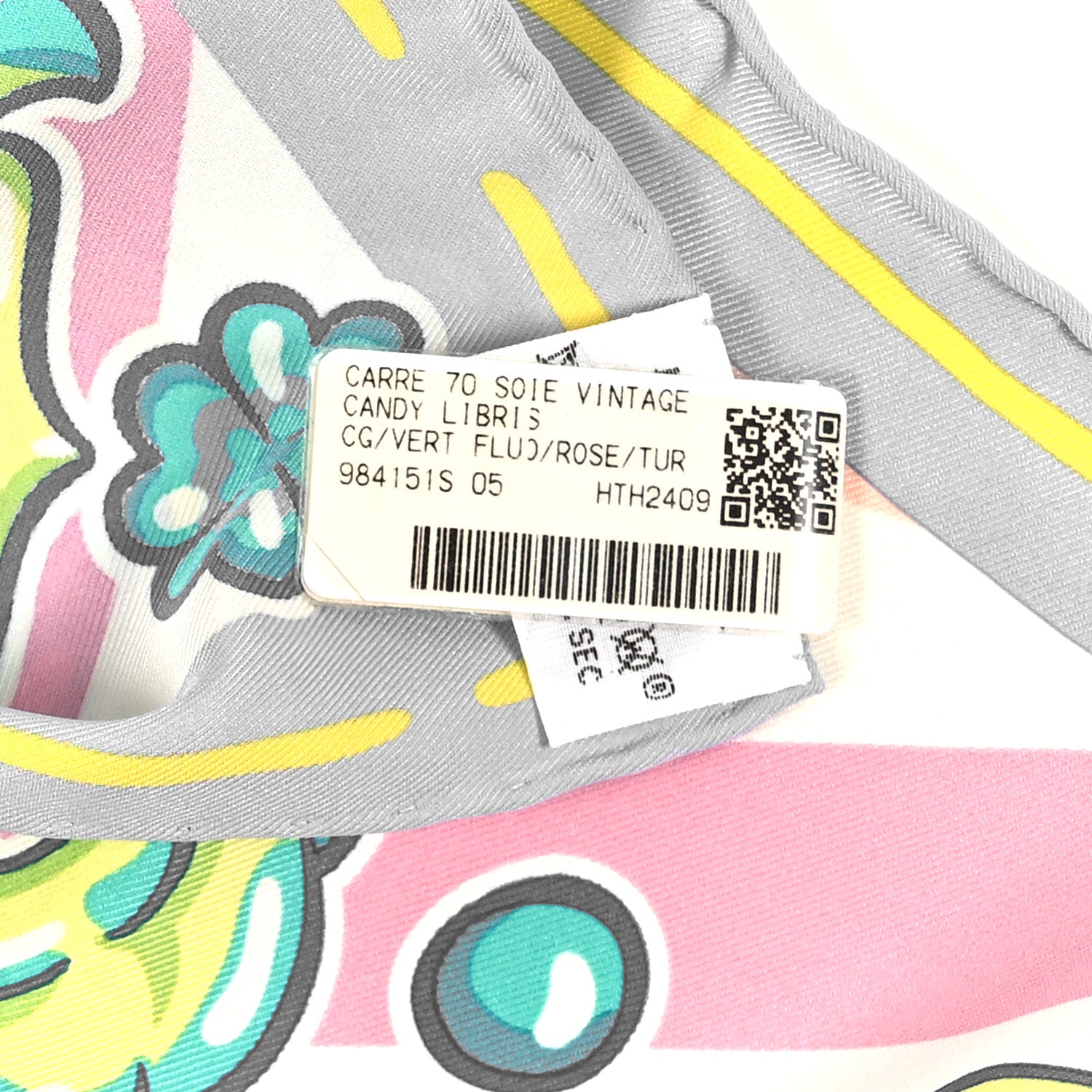 Hermes Silk Candy Libris Scarf 70 Vert Fluo Rose Turquoise 4 of 4