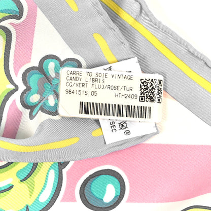 Hermes Silk Candy Libris Scarf 70 Vert Fluo Rose Turquoise 4 of 4