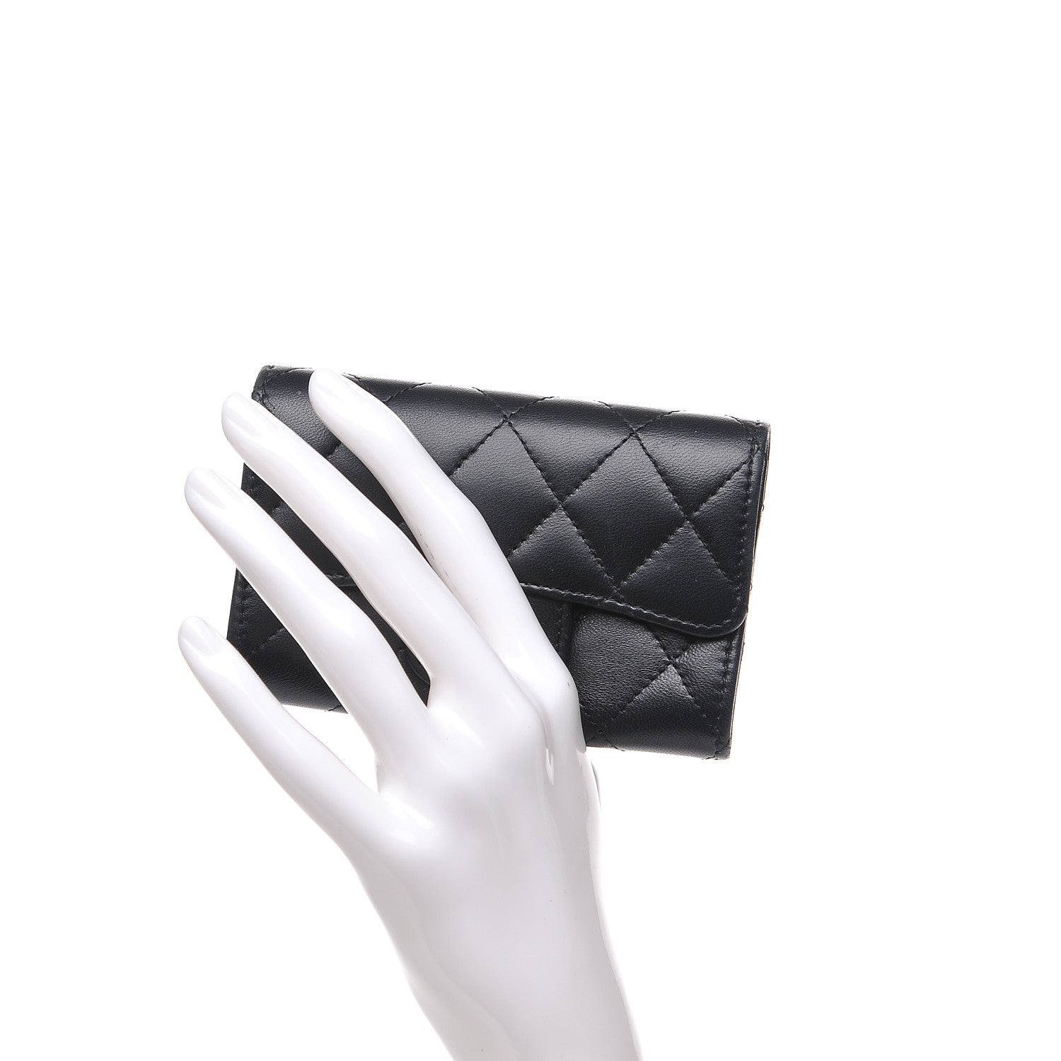 Chanel Lambskin Quilted Flap Card Holder Black 2 of 9