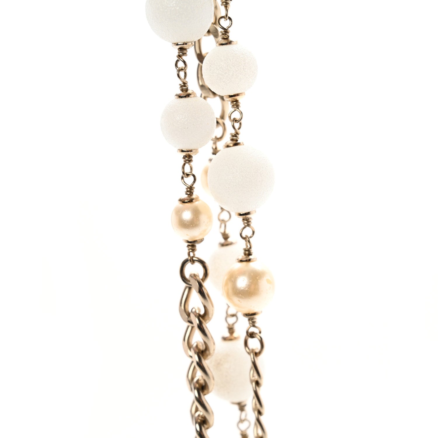 Chanel Pearl Crystal Beaded Camellia Chain Belt Gold White 6 of 7