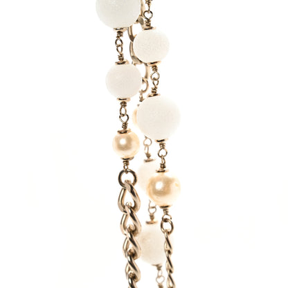 Chanel Pearl Crystal Beaded Camellia Chain Belt Gold White 6 of 7
