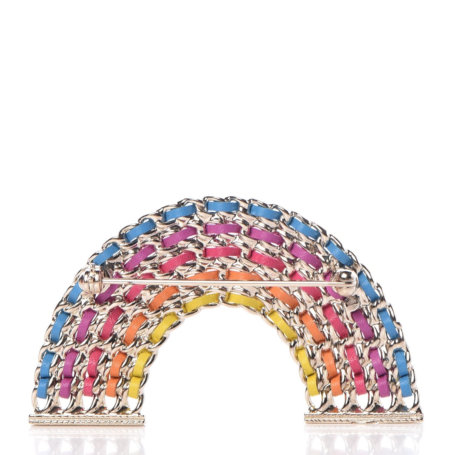 Chanel Lambskin Chain Rainbow CC Brooch Gold Multicolor 3 of 5