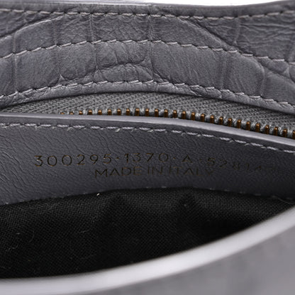 Balenciaga Calfskin Crocodile Embossed Classic Hardware Mini City Gris Beton 8 of 12