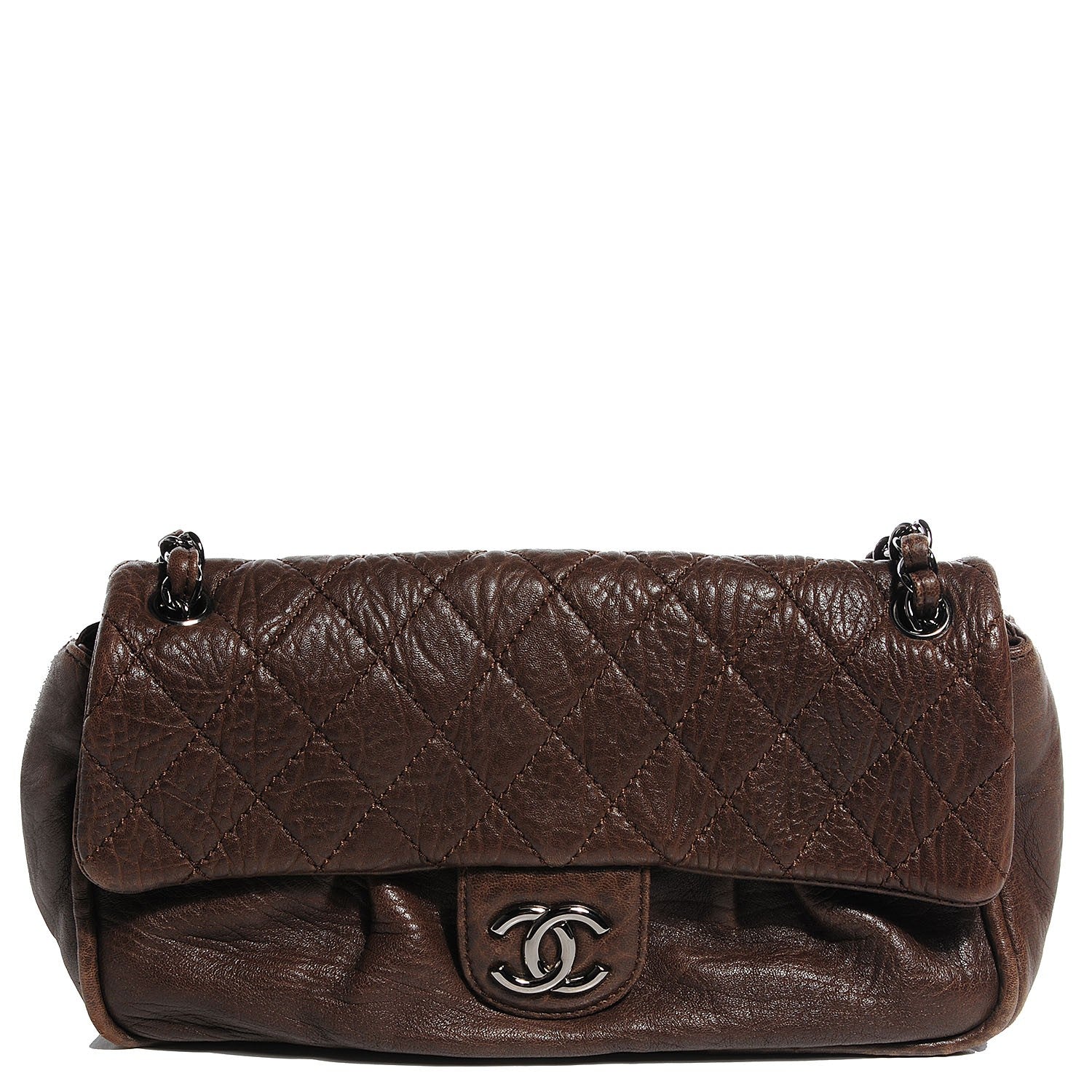 Chanel Distressed Lambskin Quilted Flap Brown 1 of 8