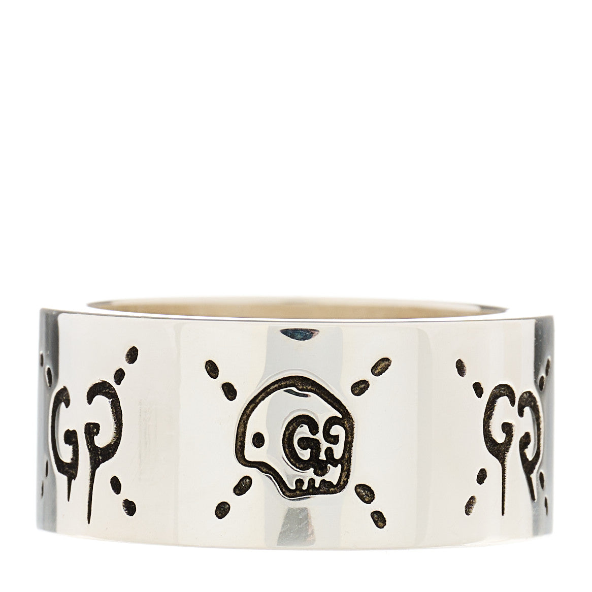 Gucci Sterling Silver GucciGhost Hamlet Skull Ring 51 5.75 1 of 8