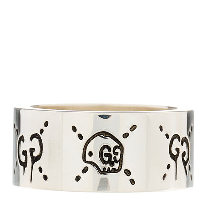 Gucci Sterling Silver GucciGhost Hamlet Skull Ring 51 5.75 1 of 8