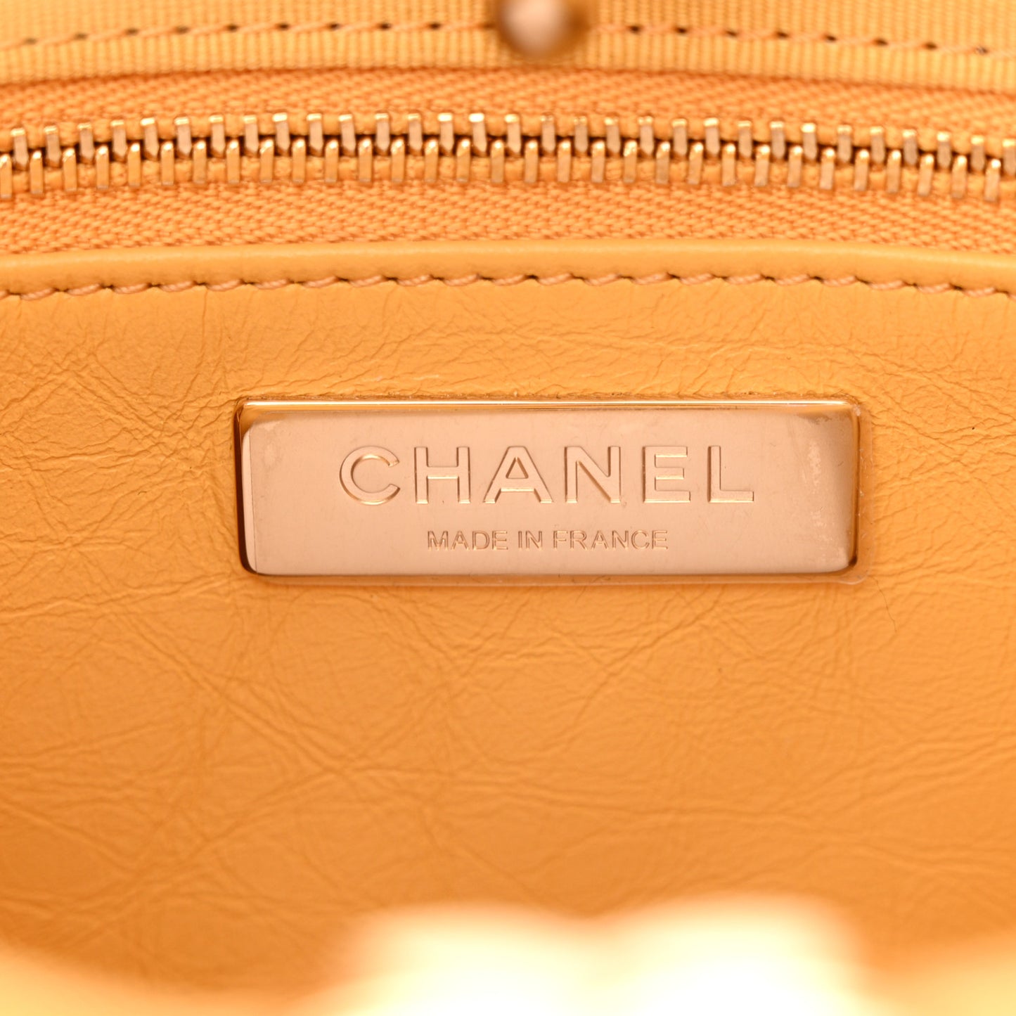 Shiny Crumpled Calfskin Quilted Mini 31 Shopping Bag Yellow