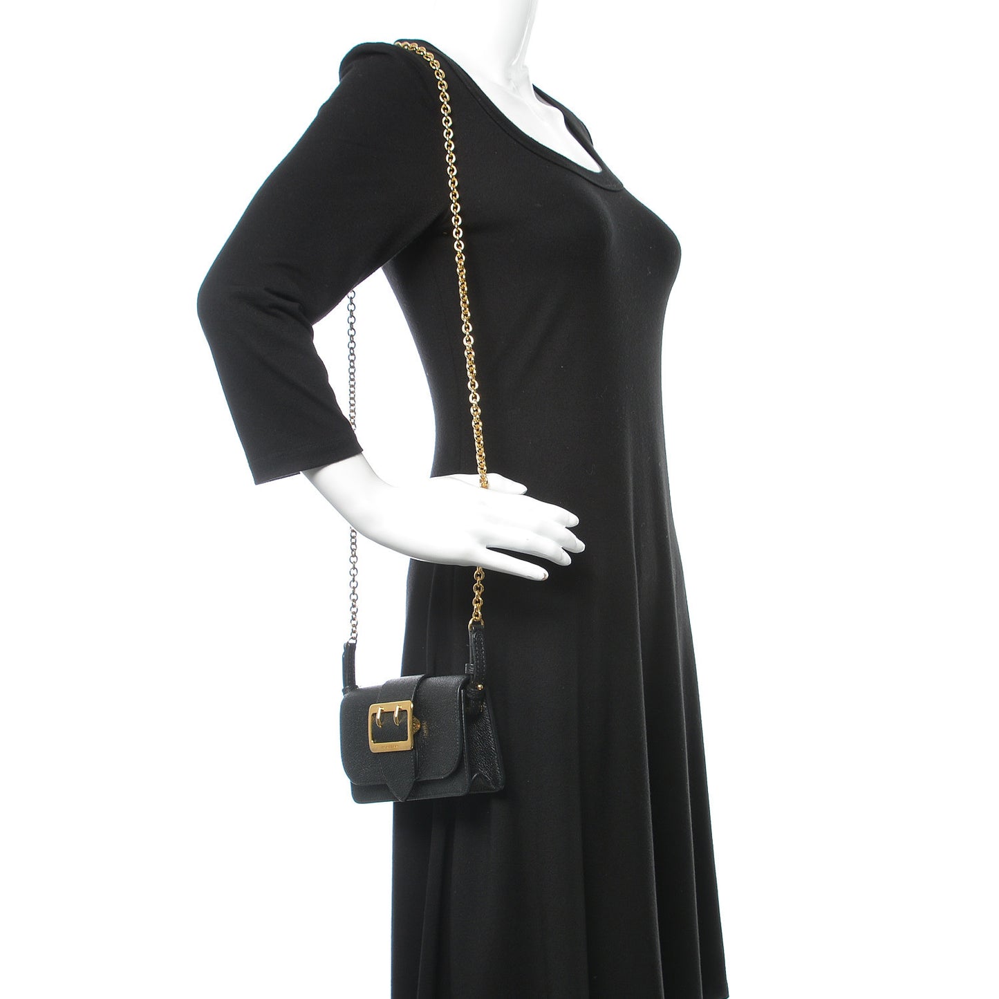 Soft Grain Calfskin Mini Buckle Phone Bag Black