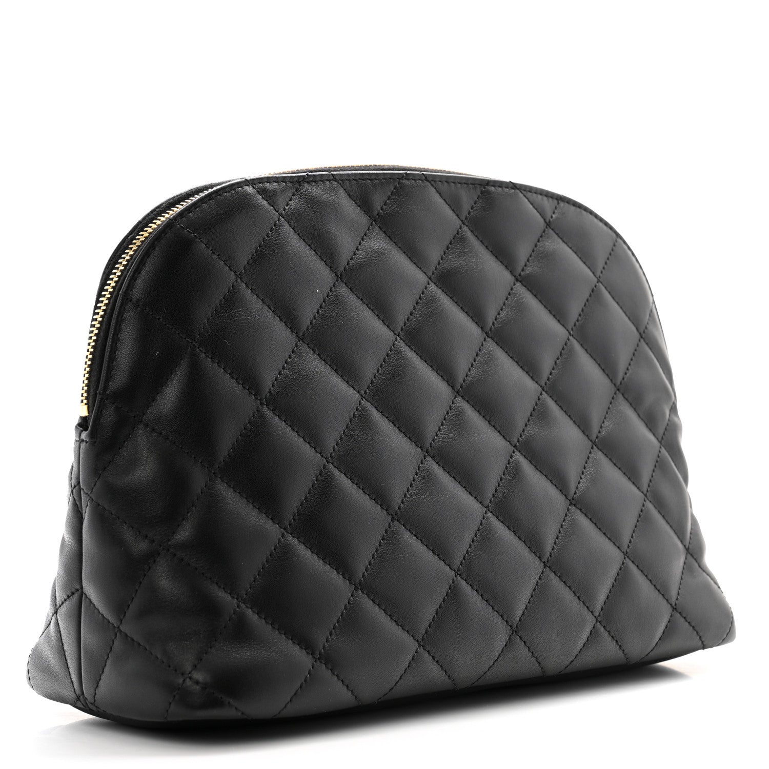 Saint Laurent Calfskin Quilted Embroidered Cassandre Large Cosmetic Pouch Black 3 of 9