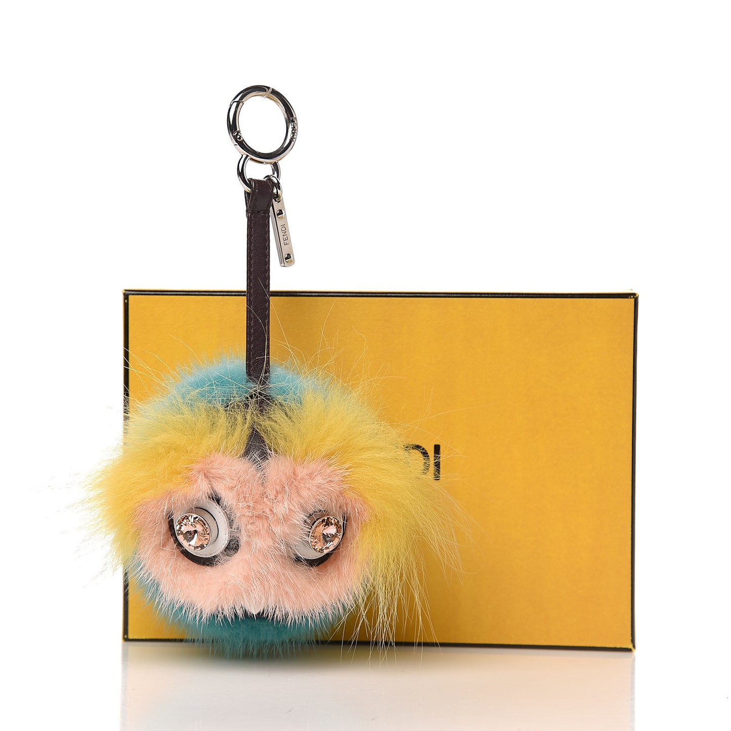Shiny Nappa Mink Fox Fur Crystal QuTweet Dazzling Bag Bug Charm Bordeaux Seashell Multicolor