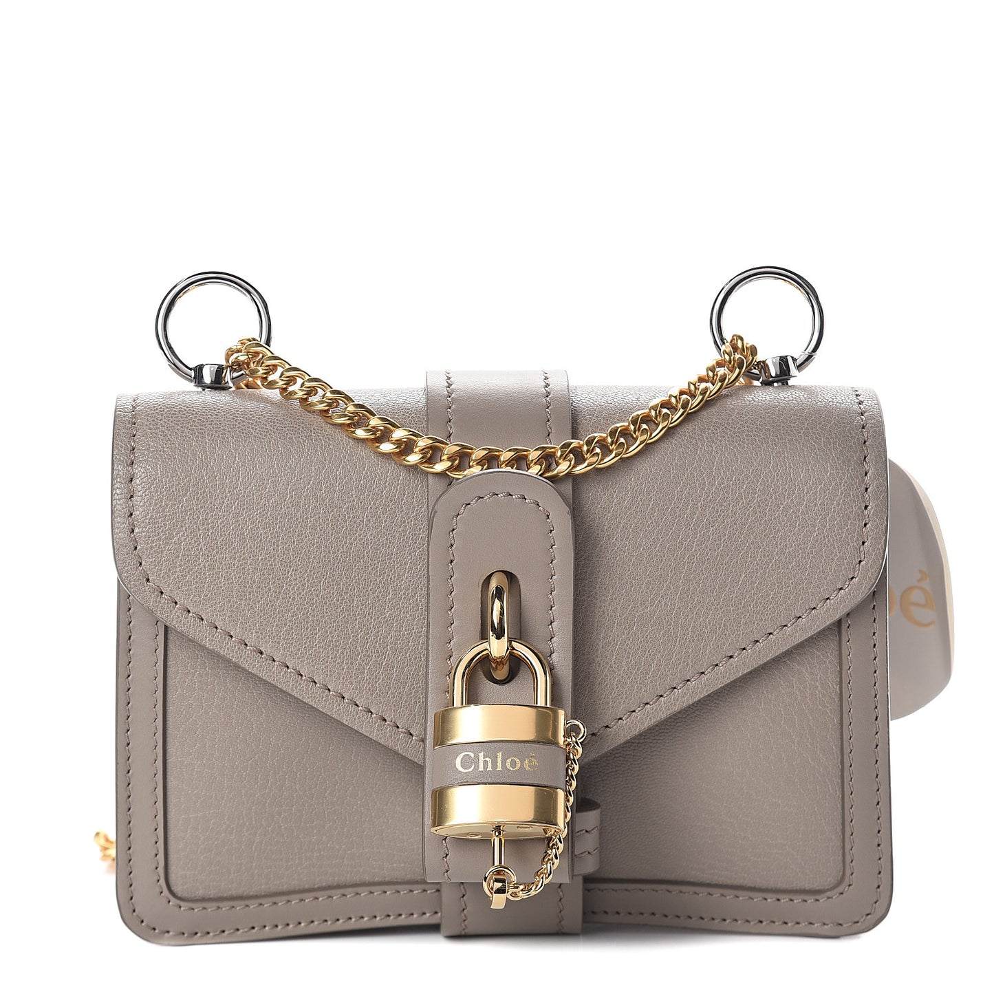 Shiny Goatskin Calfskin Mini Aby Chain Shoulder Bag Motty Grey