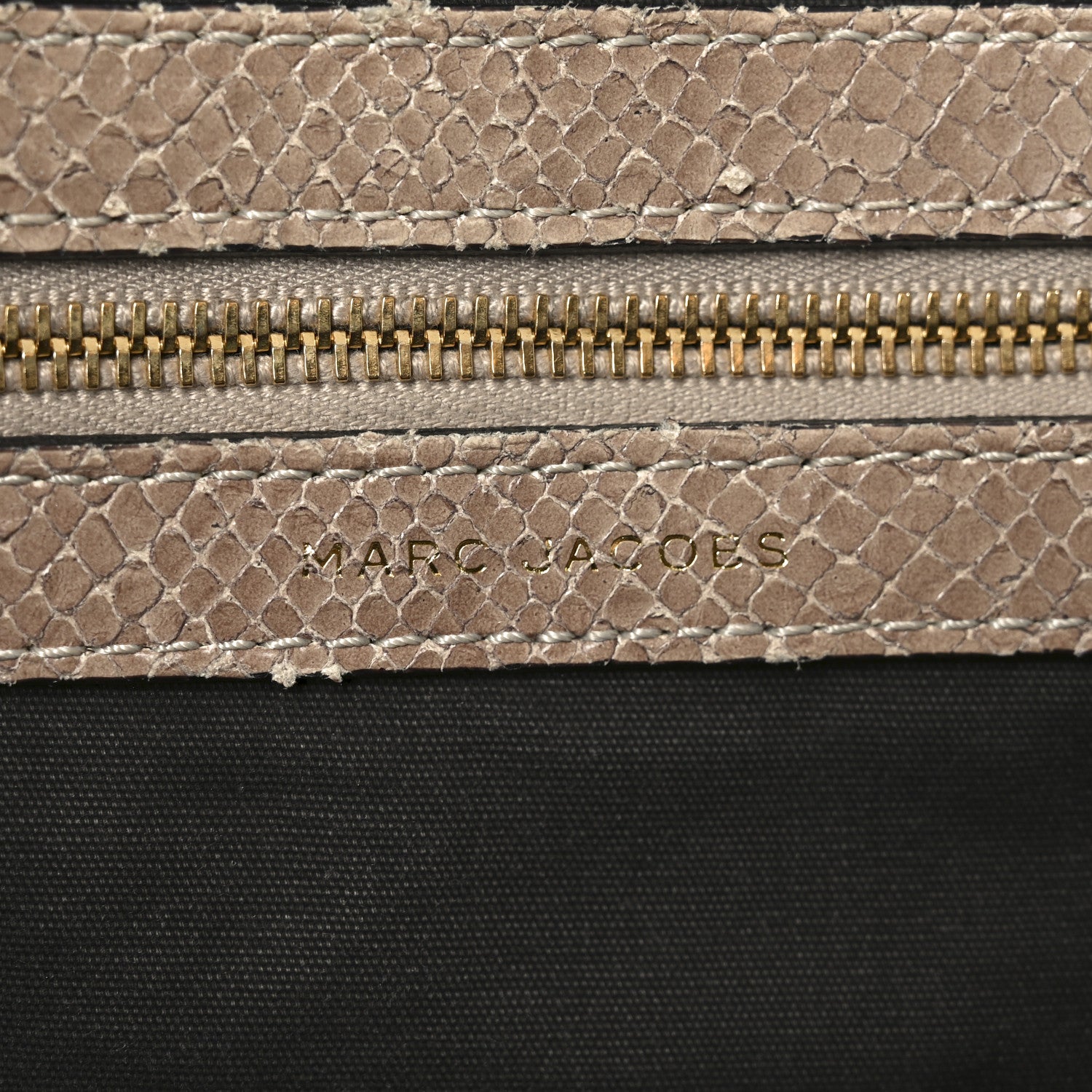 Marc Jacobs Snakeskin Embossed Calfskin Quilted Studded Beige 6 of 9