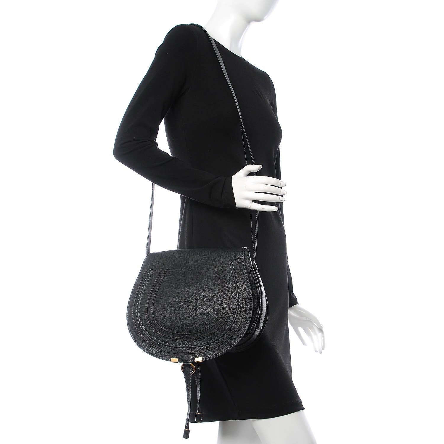 Chloe Calfskin Medium Marcie Round Crossbody Bag Black 2 of 8