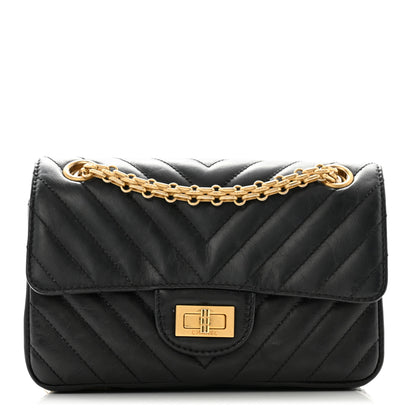 Chanel Aged Calfskin Chevron Quilted 2.55 Reissue Mini Flap Black 1 of 11