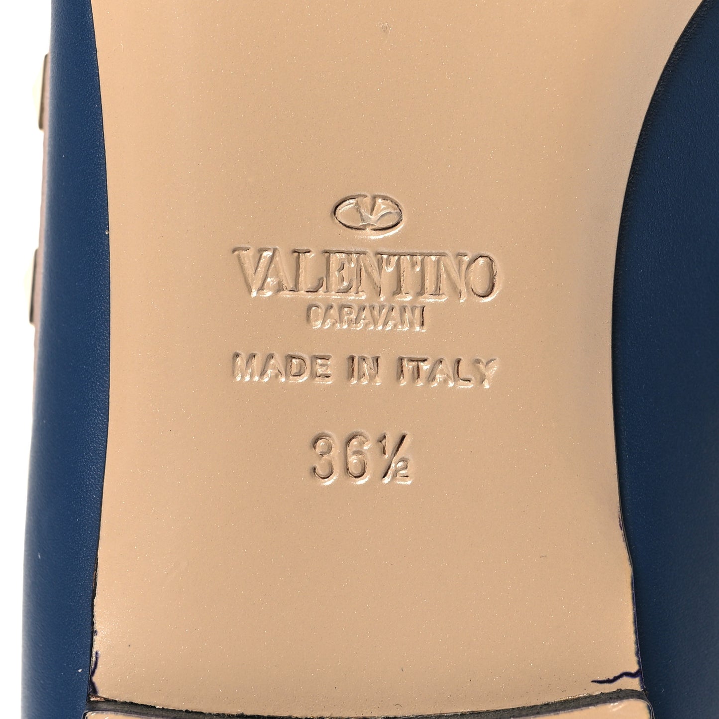 Calfskin Nappa Rockstud Ballerina Flats 36.5 Indigo Poudre