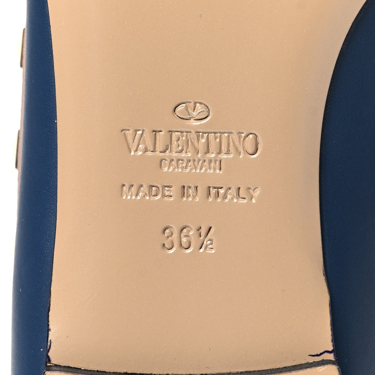 Valentino Garavani Calfskin Nappa Rockstud Ballerina Flats 36.5 Indigo Poudre 8 of 10