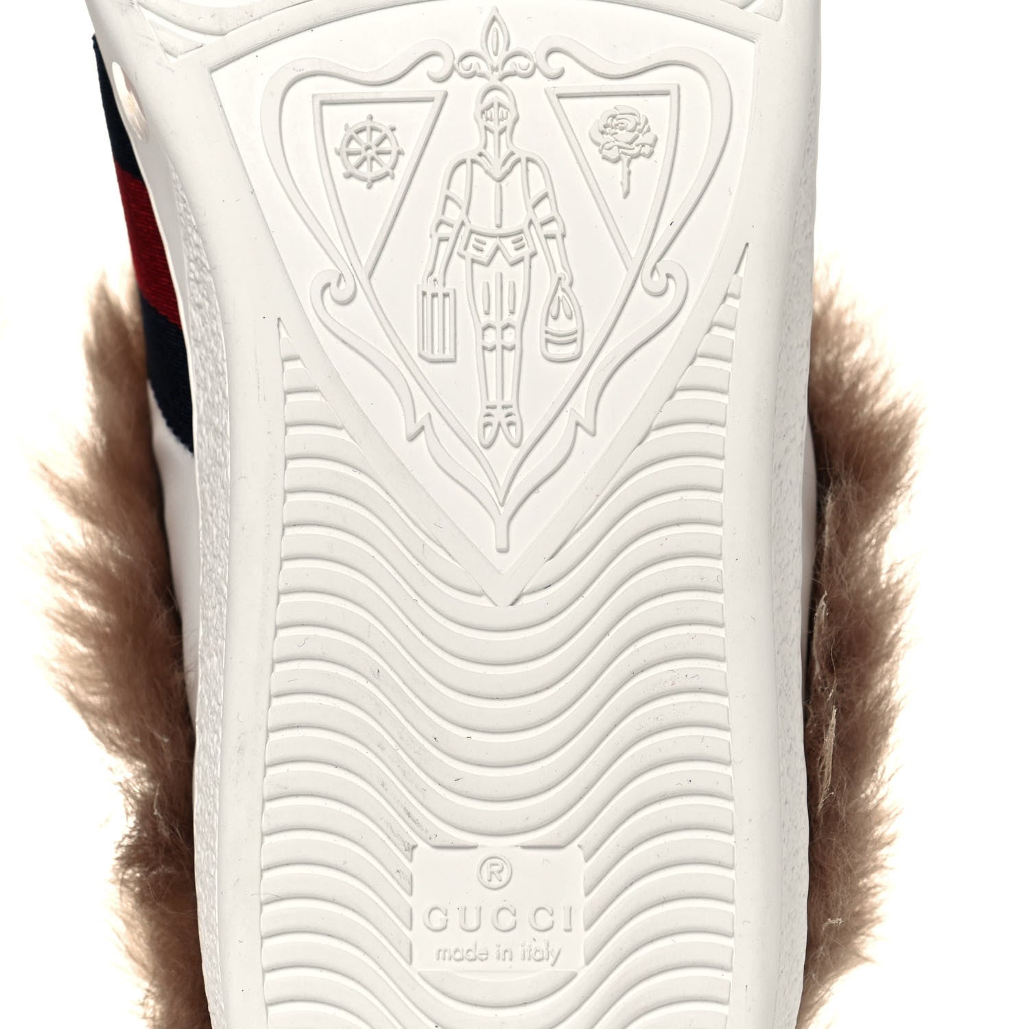 Gucci Calfskin Wool Web Bee Embroidered Mens Ace Sneakers 10 White 6 of 6