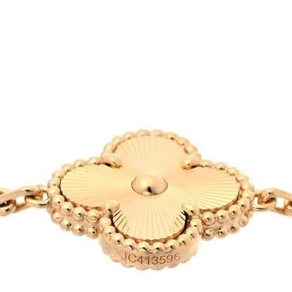 Van Cleef & Arpels 18K Yellow Gold 5 Motifs Guilloche Vintage Alhambra Bracelet 4 of 5