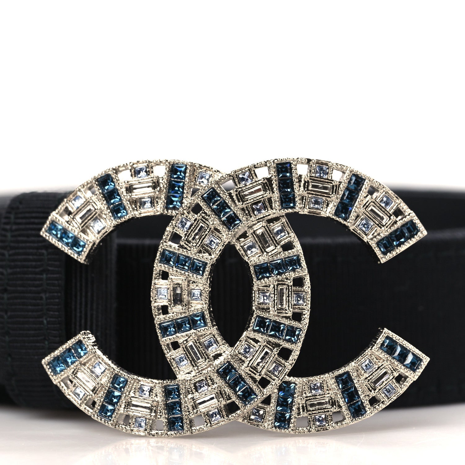 Chanel Grosgrain Crystal CC Belt 80 32 Black 2 of 8