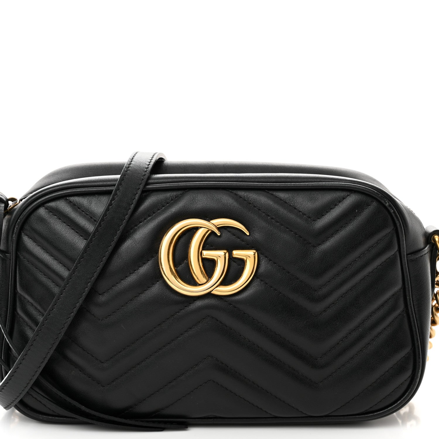Gucci Calfskin Matelasse Small GG Marmont Chain Shoulder Bag Black 8 of 12