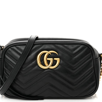 Gucci Calfskin Matelasse Small GG Marmont Chain Shoulder Bag Black 8 of 12