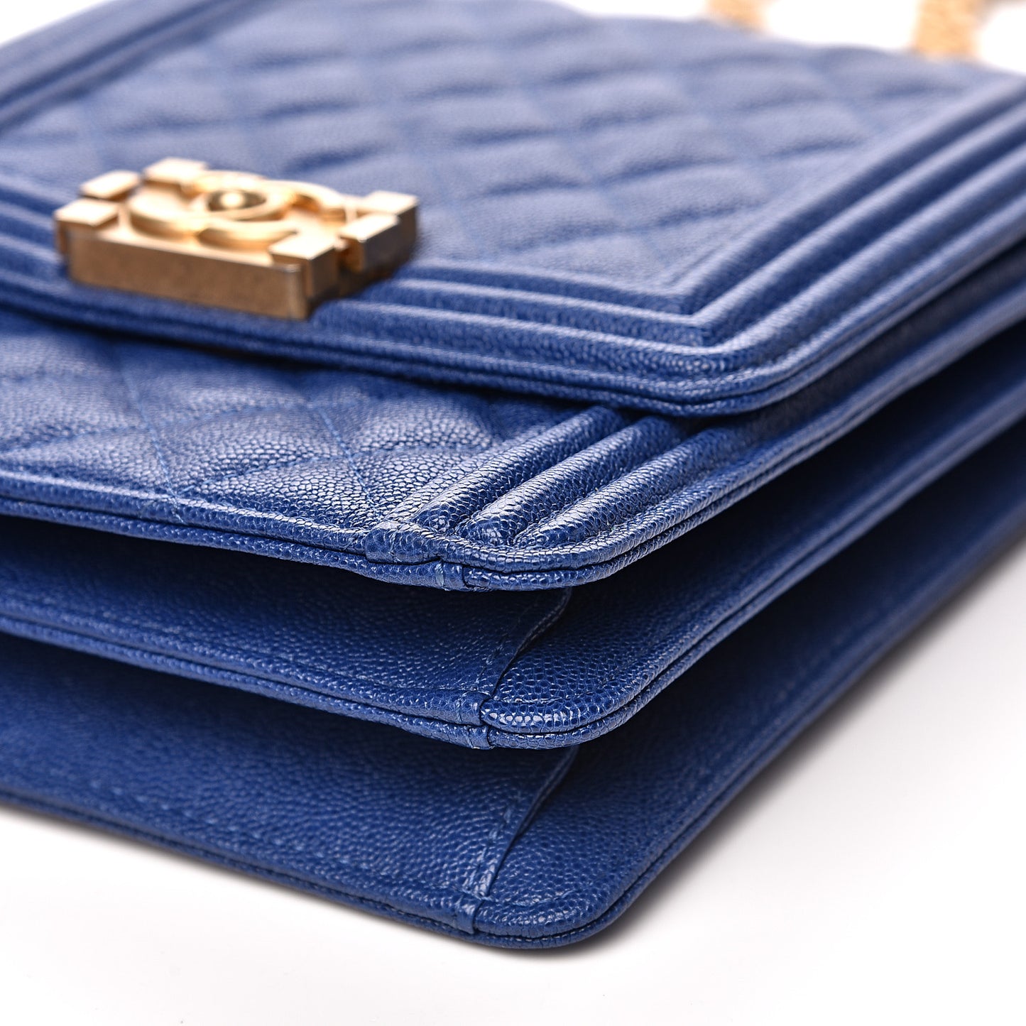 Caviar Quilted North South Boy Flap Blue
