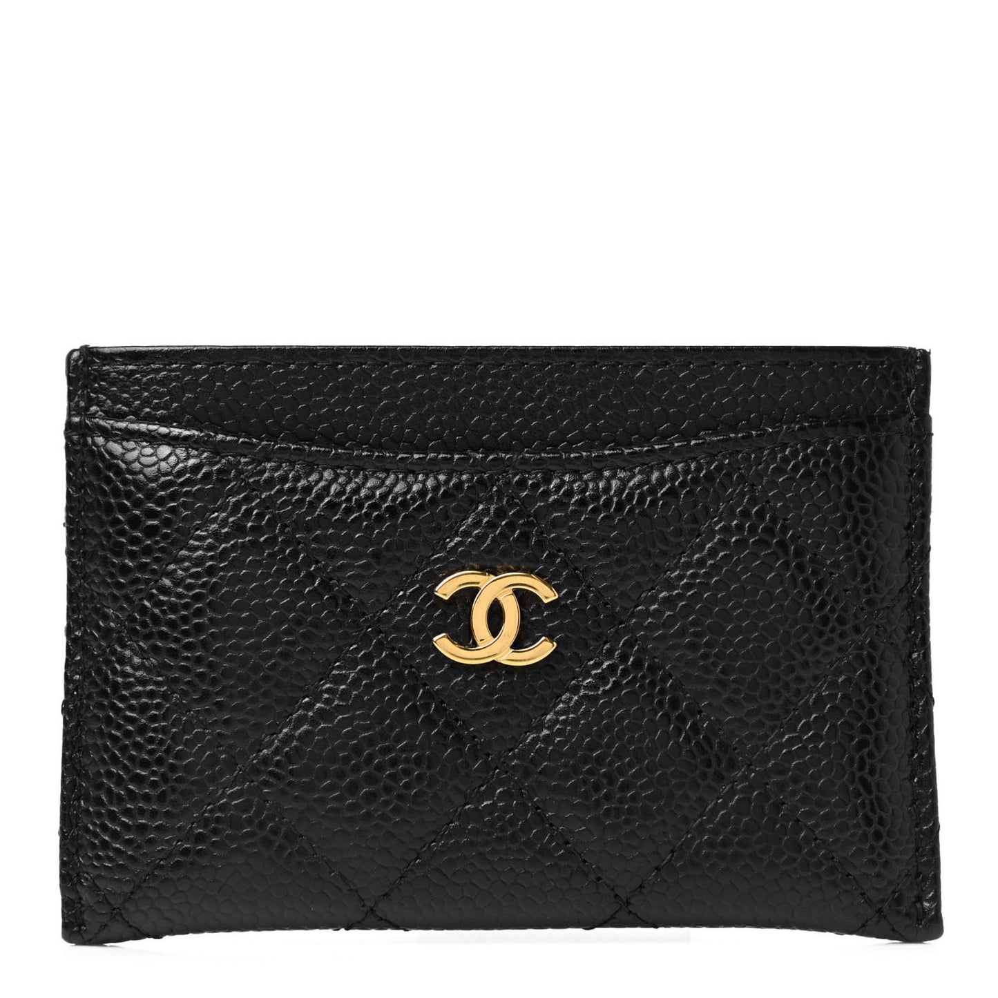 Caviar Quilted Card Holder Black