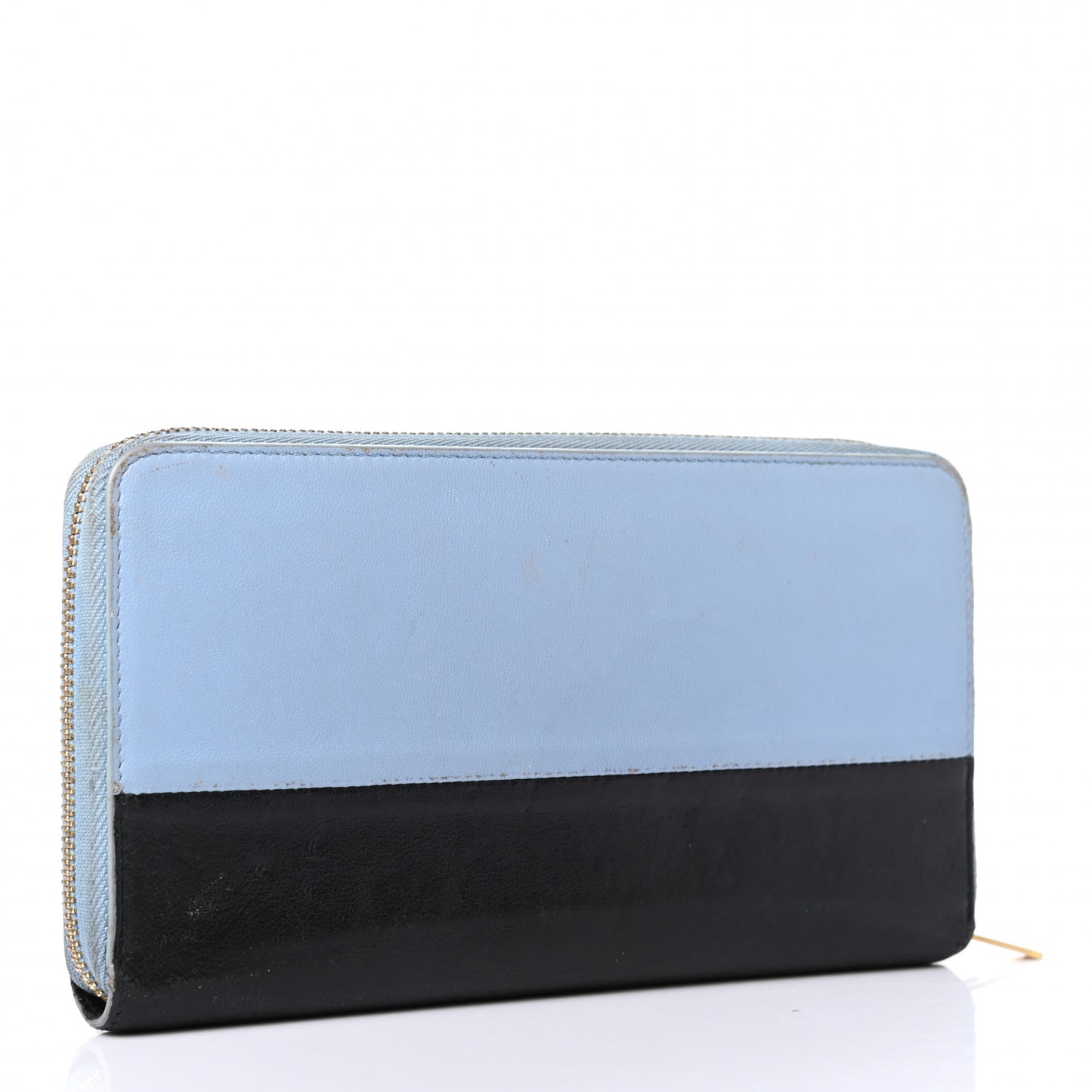 Lambskin Large Zip Around Multifunction Wallet Blue Lavender