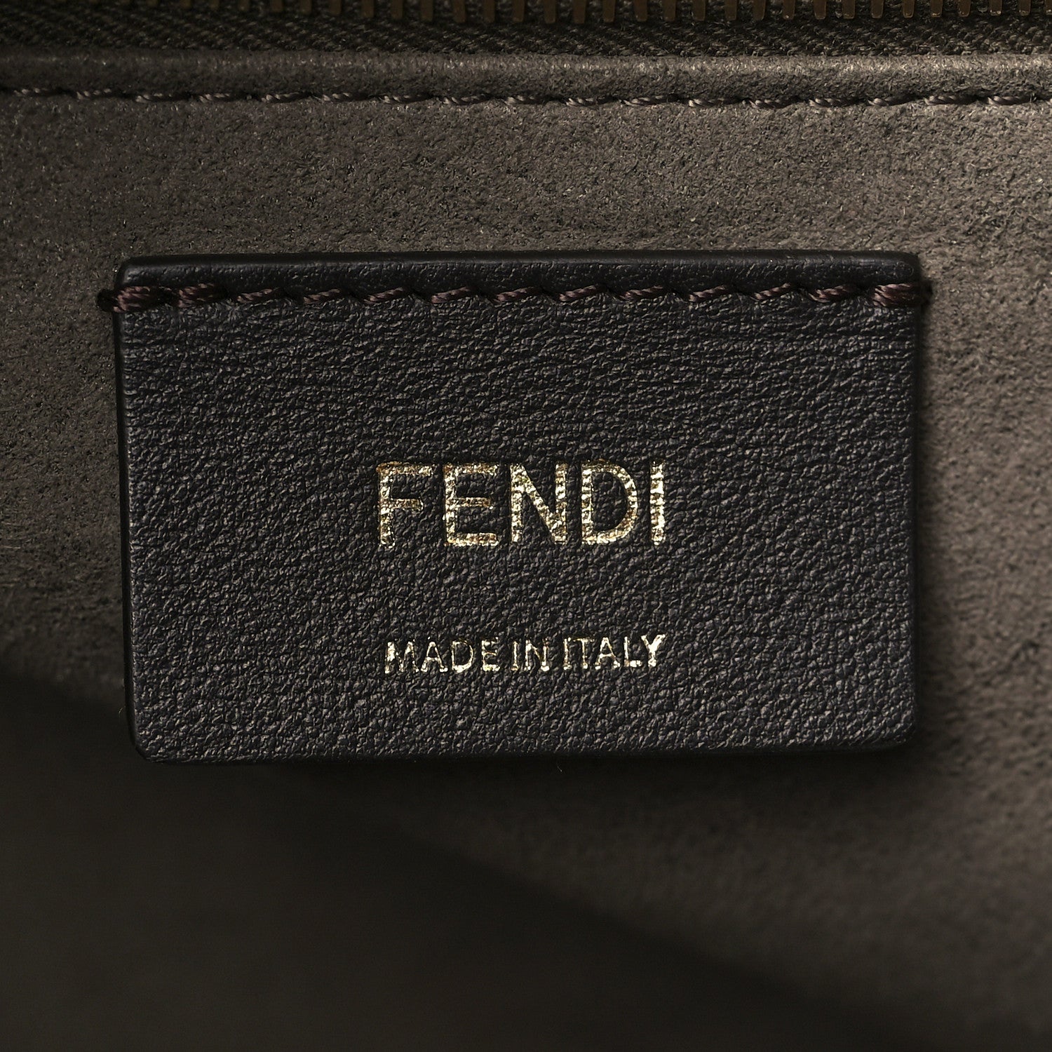 Fendi Glazed Fabric Vitello Century Plexiglass FF 1974 Stamp Patch Medium Runaway Shopper Tote Mogano Panna Black 6 of 10