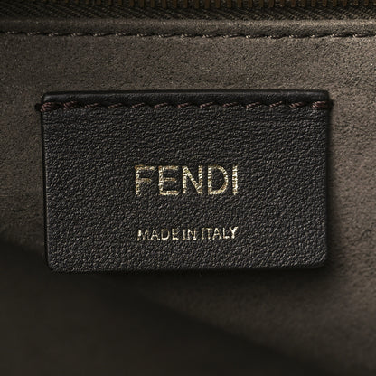 Fendi Glazed Fabric Vitello Century Plexiglass FF 1974 Stamp Patch Medium Runaway Shopper Tote Mogano Panna Black 6 of 10