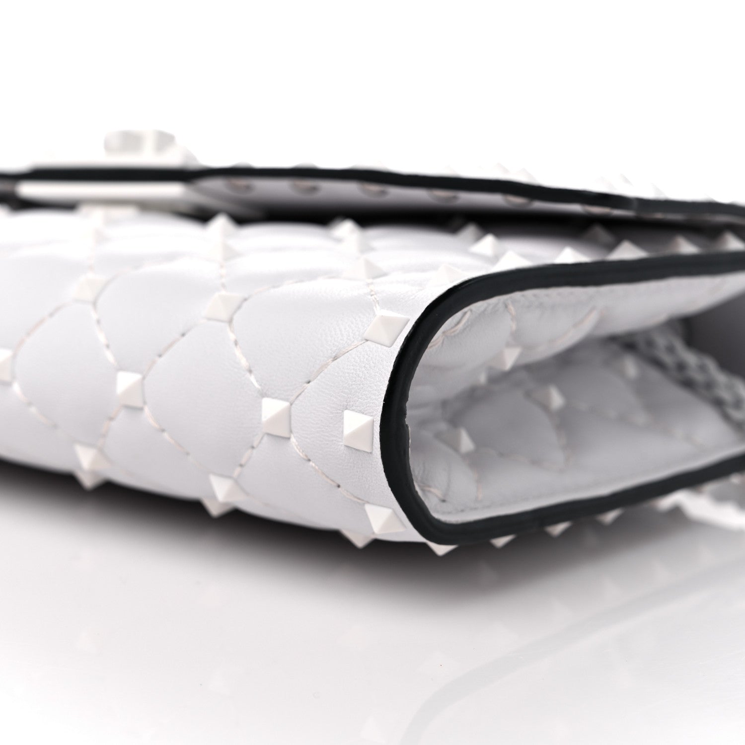 Valentino Garavani Lambskin Free Rockstud Spike Wallet on Chain Optic White 8 of 14