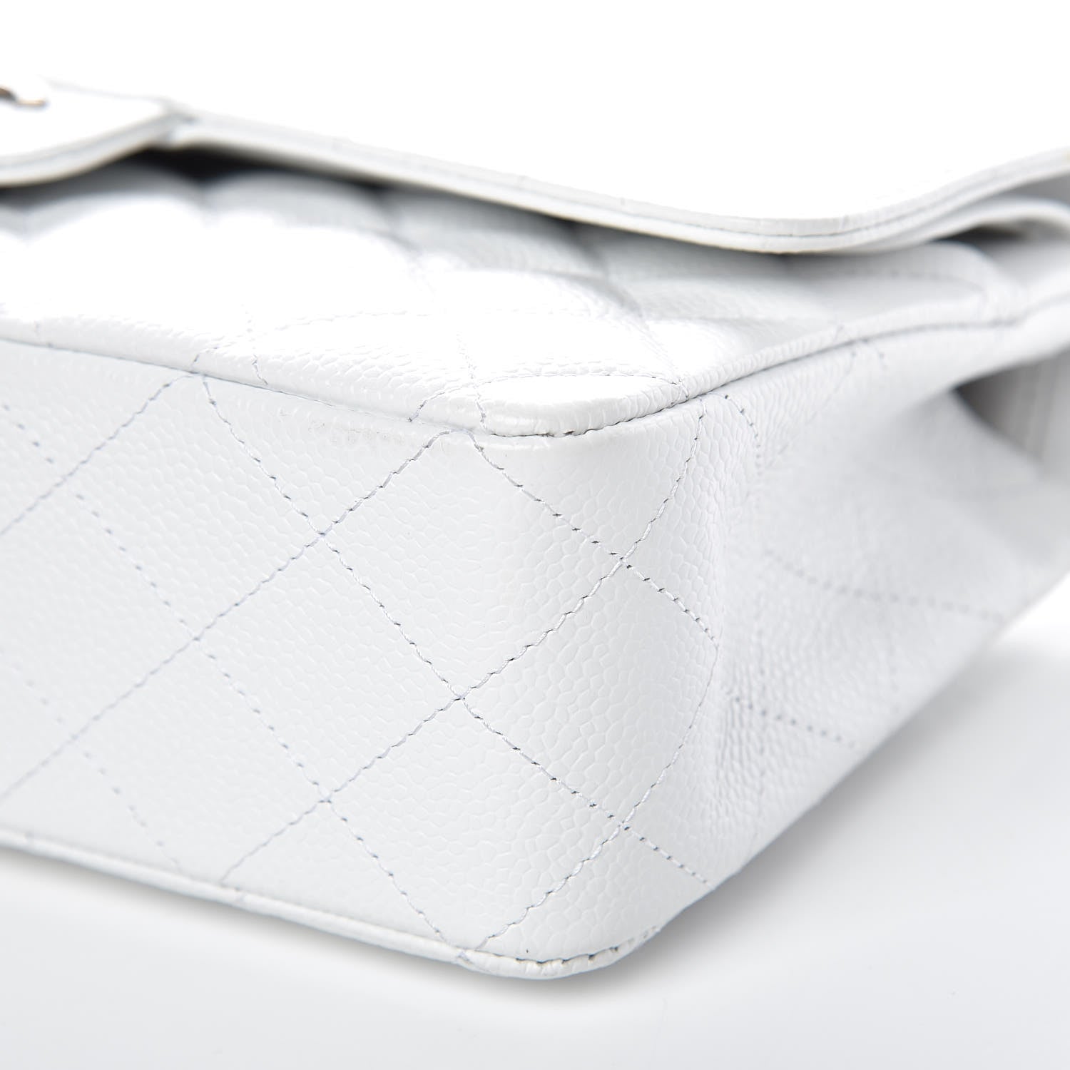Chanel Caviar Quilted Medium Double Flap Bijoux Chain White 9 of 13