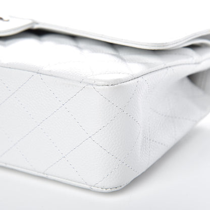 Chanel Caviar Quilted Medium Double Flap Bijoux Chain White 9 of 13