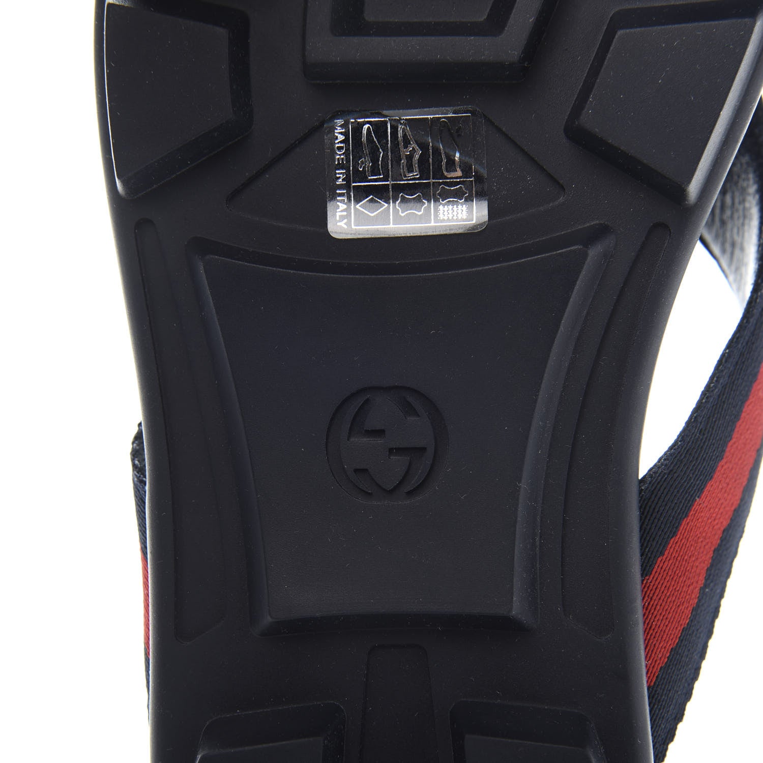 Gucci Nylon Calfskin Web Mens Cleat Sole Thong Sandals 8.5 Black Red Blue 7 of 9
