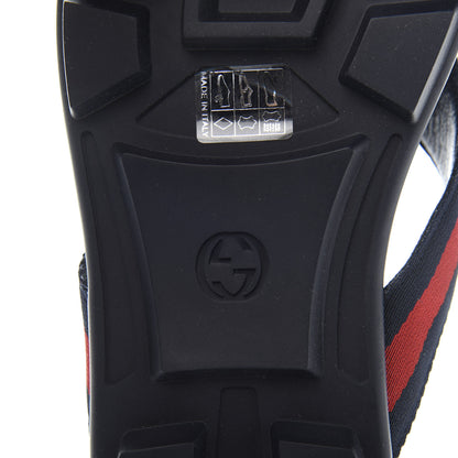 Gucci Nylon Calfskin Web Mens Cleat Sole Thong Sandals 8.5 Black Red Blue 7 of 9