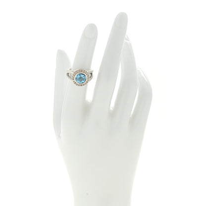 David Yurman Sterling Silver Diamond Blue Topaz 8mm Petite Cerise Ring 50 5.25 2 of 4