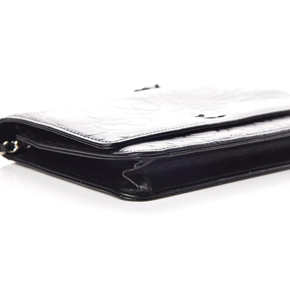 Chanel Lambskin Camellia Embossed Wallet on Chain WOC Black 5 of 10
