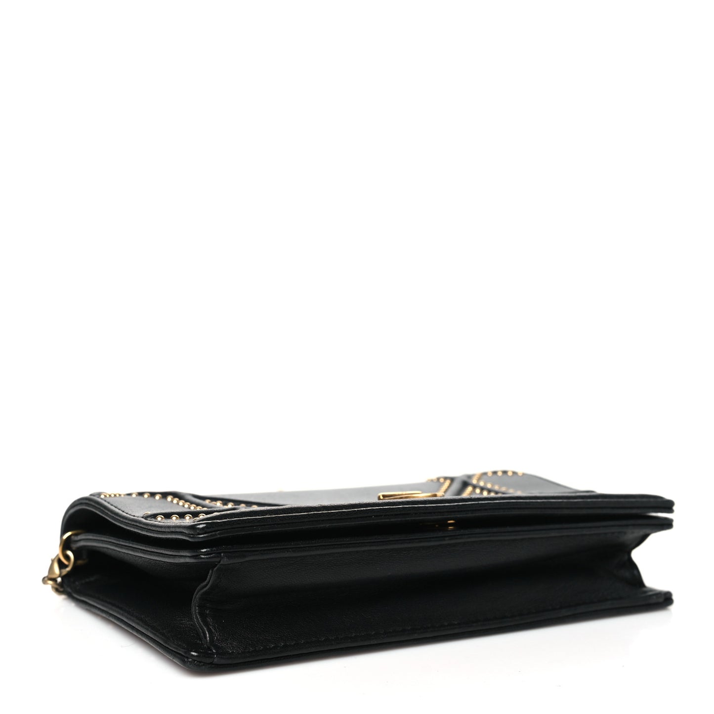 Patent Studded Diorama Flap Bag Black
