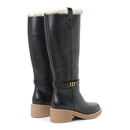 Christian Dior Calfskin Shearling D-Furious Boots 37 Black 6 of 20
