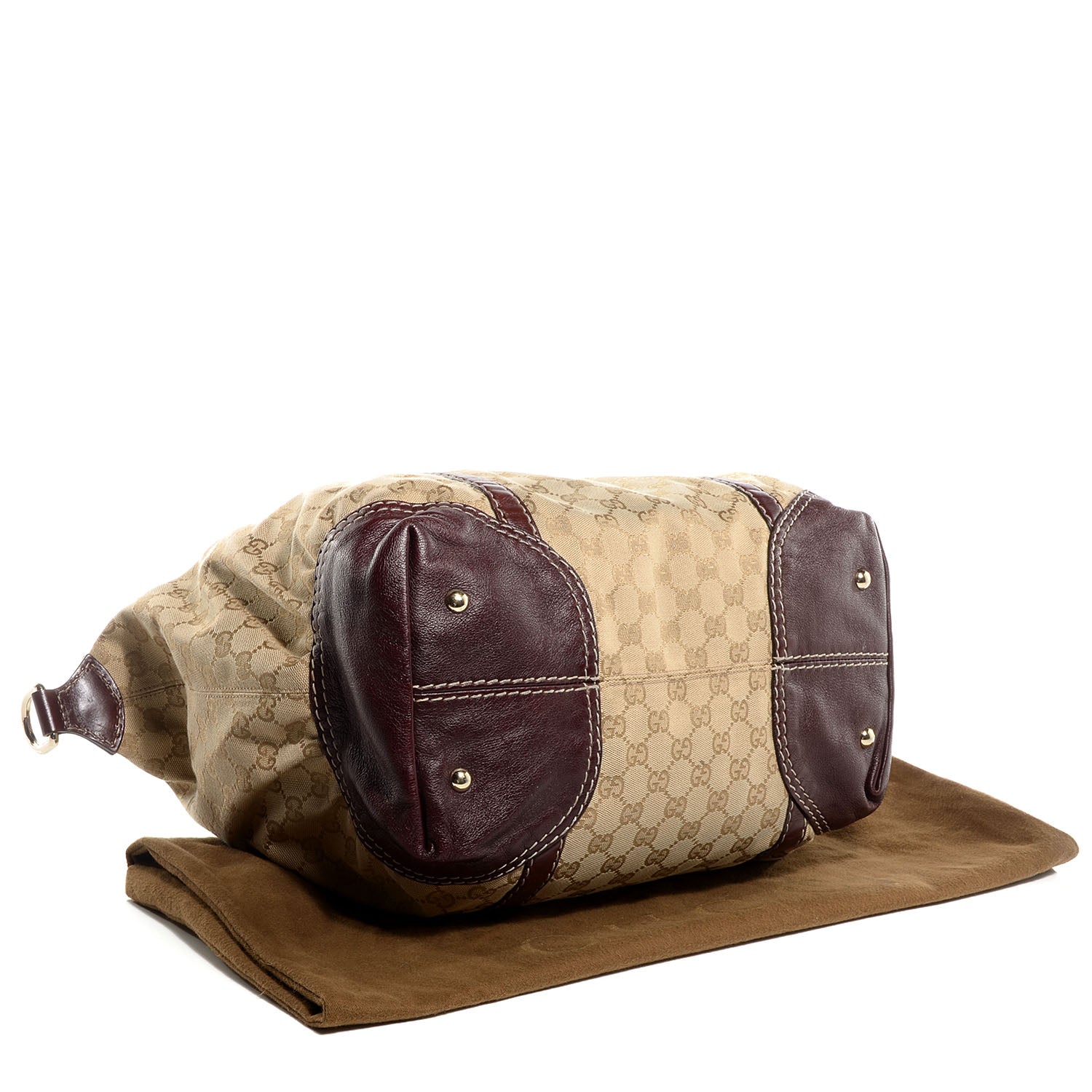 Gucci Monogram Horsebit Nail Medium Boston Brown 4 of 7